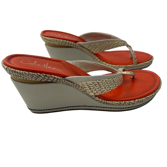 Cole Haan Women's Vibrant Orange and Tan Wedges - Picture 4 of 11